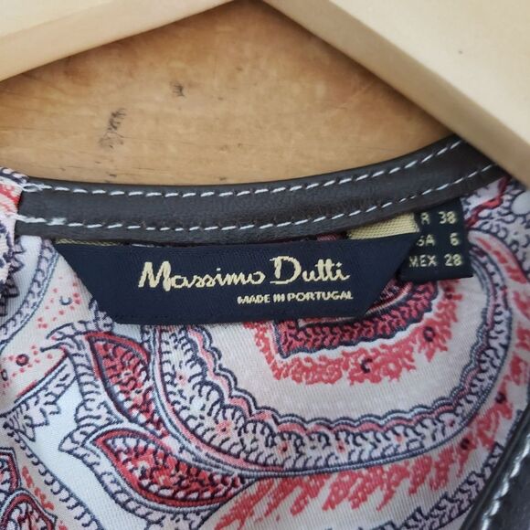 🦋3/$25 Massimo Dutti Size 6 Red Brown Paisley Sleeveless V-Neck Tank Top - Picture 5 of 9